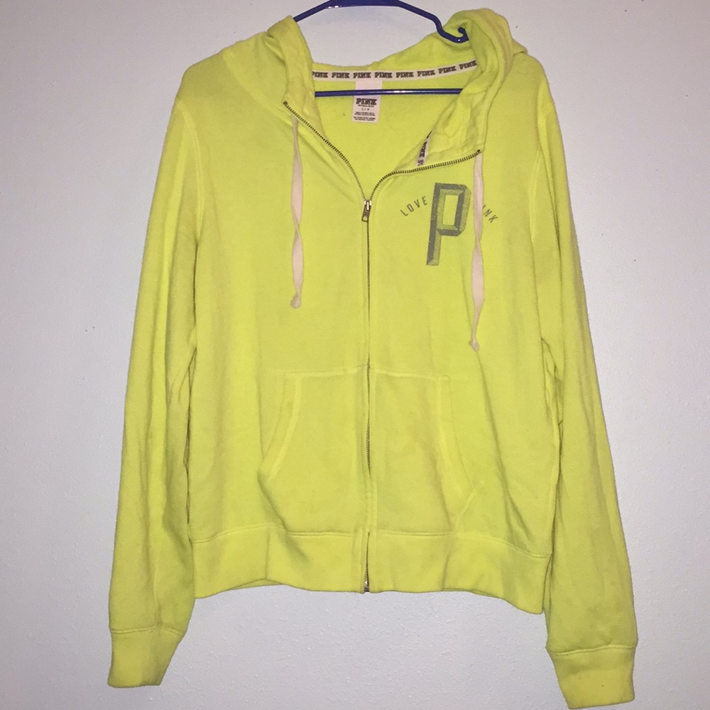 Neon Yellow PINK VS hooded zip up